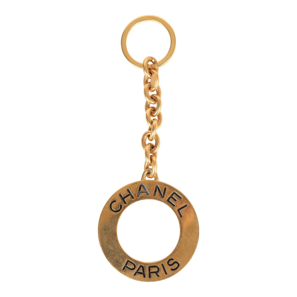 Chanel Vintage 24K Gold Plated Paris Circle Keychain