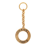 Chanel Vintage 24K Gold Plated Paris Circle Keychain
