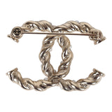 Chanel Twisted CC Crystal & Faux Pearl Brooch Light Pink Light Gold Tone Metal