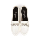 Chanel White Lambskin Loafers 37