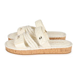 Chanel Rope Sandals White Lambskin Gold Hardware  41 EU