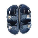 Chanel Dad Sandals Blue Denim Silver Hardware 38 EU