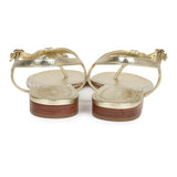 Chanel CC Jeweled Thong Sandals Gold Metallic 38C EU