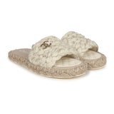 Chanel CC Braided Knit Interlocking Slide Sandals Cream Gold Hardware 37 EU