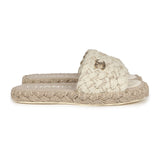 Chanel CC Braided Knit Interlocking Slide Sandals Cream Gold Hardware 37 EU