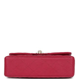 Chanel Small Classic Double Flap Dark Pink Caviar Light Gold Hardware