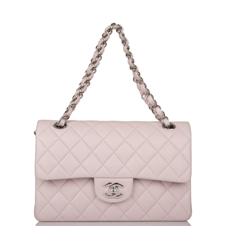 Chanel Small Classic Double Flap Bag Light Purple Lambskin Silver Hardware