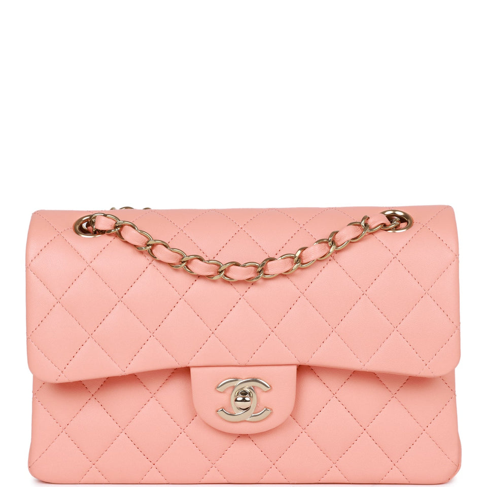 PAYMENT 1 OF 2 Chanel Small Classic Double Flap Pink Lambskin Light Gold Hardware