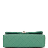 Chanel Small Classic Double Flap Bag Green Lambskin Light Gold Hardware