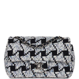 Chanel Mini Rectangular Flap Bag Blue Tweed Silver Hardware