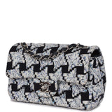Chanel Mini Rectangular Flap Bag Blue Tweed Silver Hardware