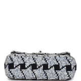 Chanel Mini Rectangular Flap Bag Blue Tweed Silver Hardware