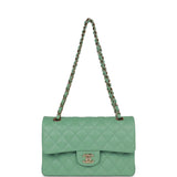 Chanel Small Classic Double Flap Green Caviar Light Gold Hardware