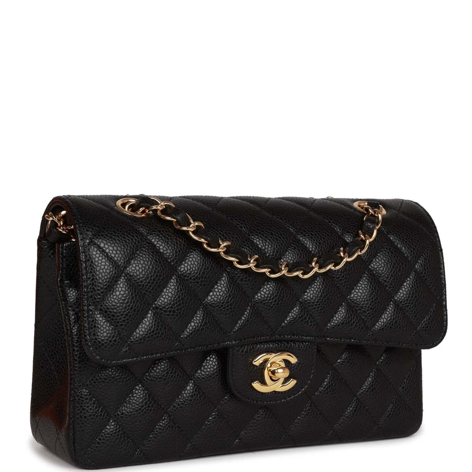 Chanel Small Classic Double Flap Black Caviar Gold Hardware