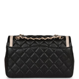 Chanel Small Classic Flap Black and Beige Lambskin Light Gold Hardware