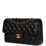 Chanel Small Classic Double Flap Bag Black Lambskin Rose Gold Hardware