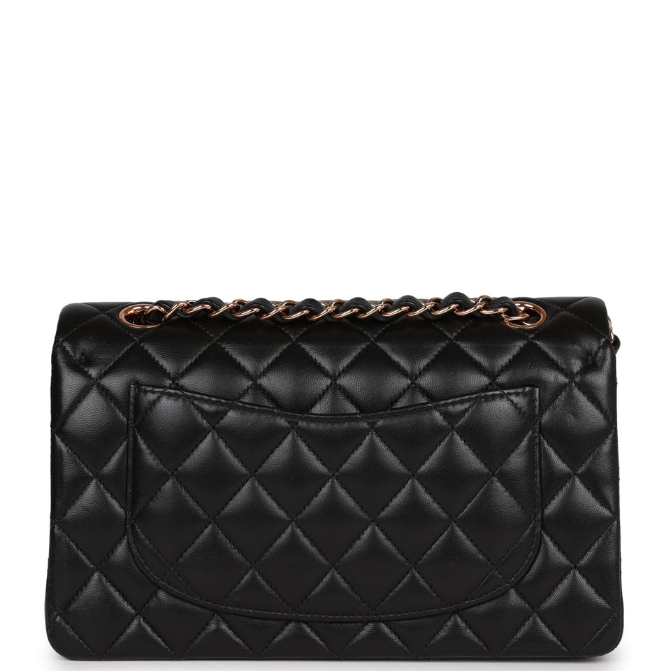 Chanel Small Classic Double Flap Bag Black Lambskin Rose Gold Hardware