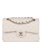 Chanel Small Classic Double Flap White Caviar Light Gold Hardware