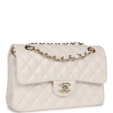 Chanel Small Classic Double Flap White Caviar Light Gold Hardware
