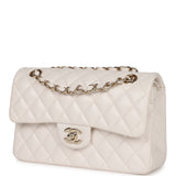 Chanel Small Classic Double Flap White Caviar Light Gold Hardware