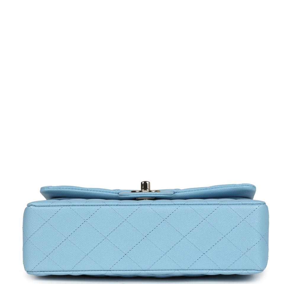 Chanel Small Classic Double Flap Bag Light Blue Caviar Light Gold Hardware