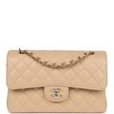 Chanel Small Classic Double Flap Bag Beige Caviar Gold Hardware