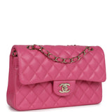 Chanel Small Classic Double Flap Dark Pink Caviar Light Gold Hardware