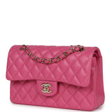 Chanel Small Classic Double Flap Dark Pink Caviar Light Gold Hardware