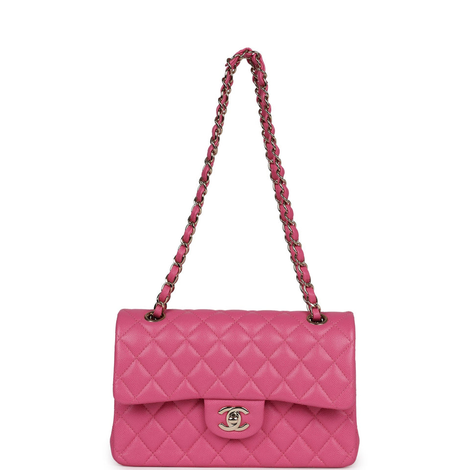 Chanel Small Classic Double Flap Dark Pink Caviar Light Gold Hardware