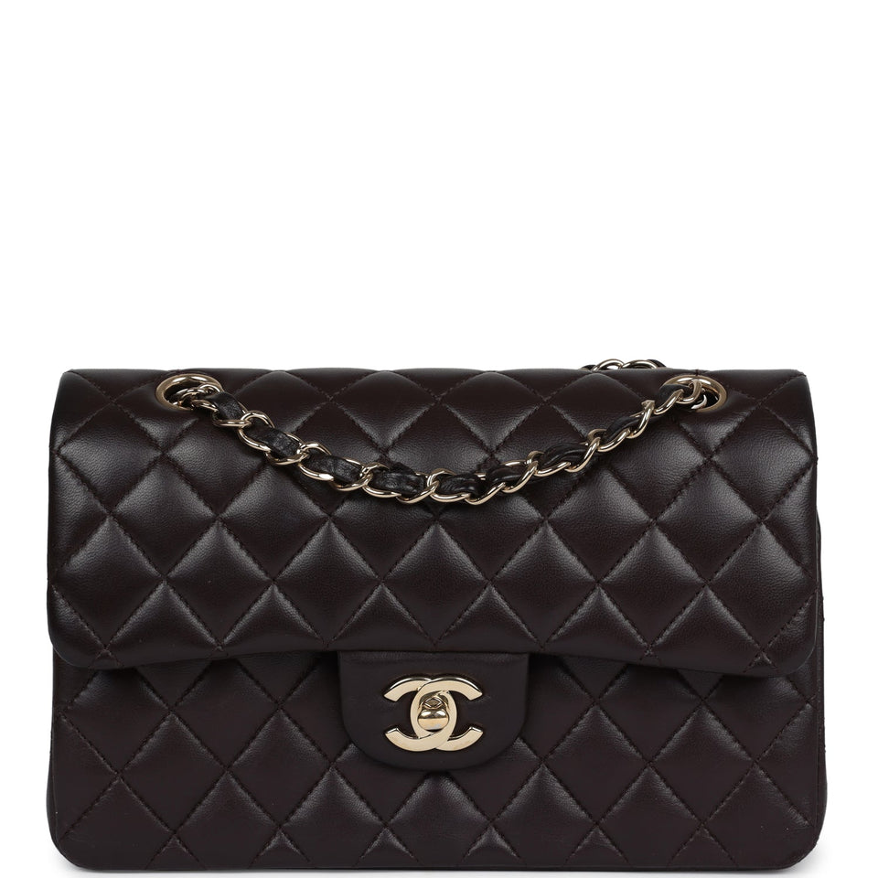 Chanel Small Classic Double Flap Bag Brown Lambskin Light Gold Hardware