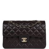 Chanel Small Classic Double Flap Bag Brown Lambskin Light Gold Hardware