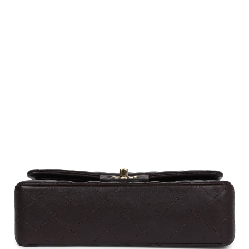 Chanel Small Classic Double Flap Bag Brown Lambskin Light Gold Hardware