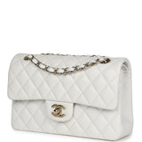 Chanel Small Classic Double Flap White Caviar Light Gold Hardware