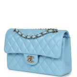 Chanel Small Classic Double Flap Bag Light Blue Caviar Light Gold Hardware