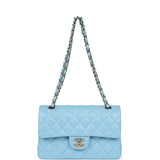Chanel Small Classic Double Flap Bag Light Blue Caviar Light Gold Hardware