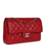 Chanel Small Classic Double Flap Red Caviar Light Gold Hardware