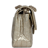 Chanel Small Chevron Double Flap Bag Gold Metallic Patent Aged Calfskin Light Gold Hardware
