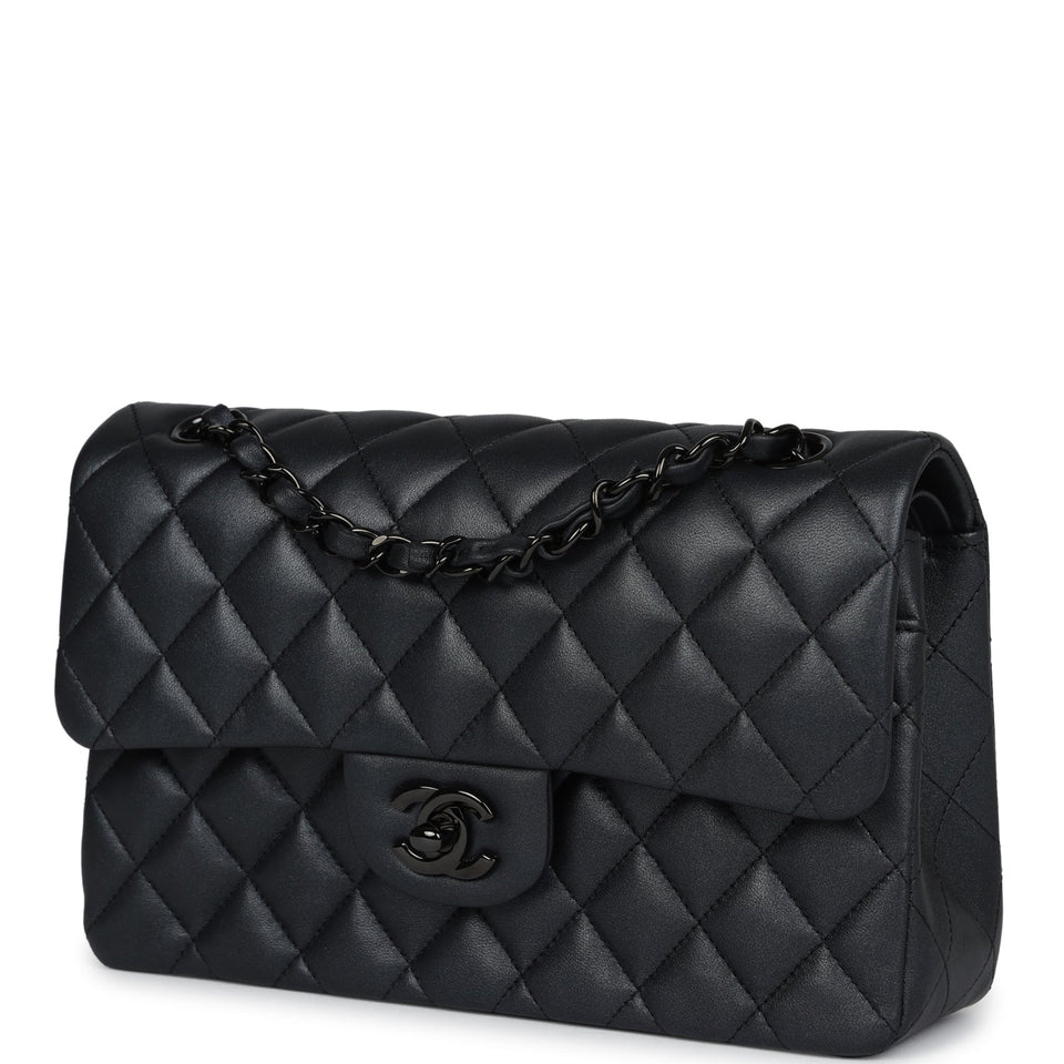 Chanel Small Classic Double Flap Bag SO Black Iridescent Lambskin Black Hardware
