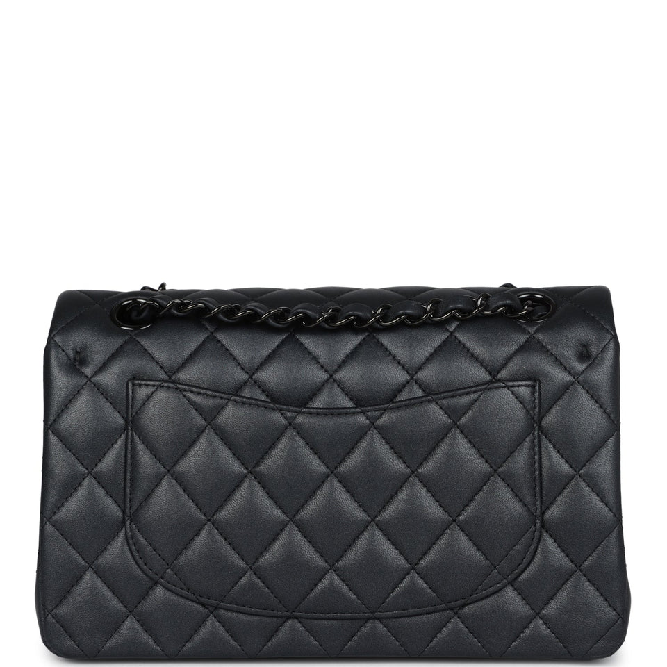 Chanel Small Classic Double Flap Bag SO Black Iridescent Lambskin Black Hardware