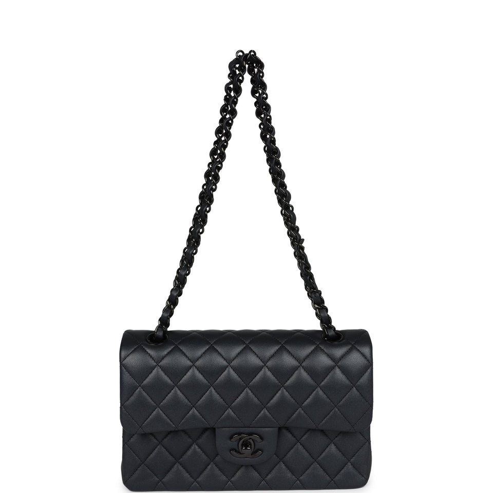 Chanel Small Classic Double Flap Bag SO Black Iridescent Lambskin Black Hardware