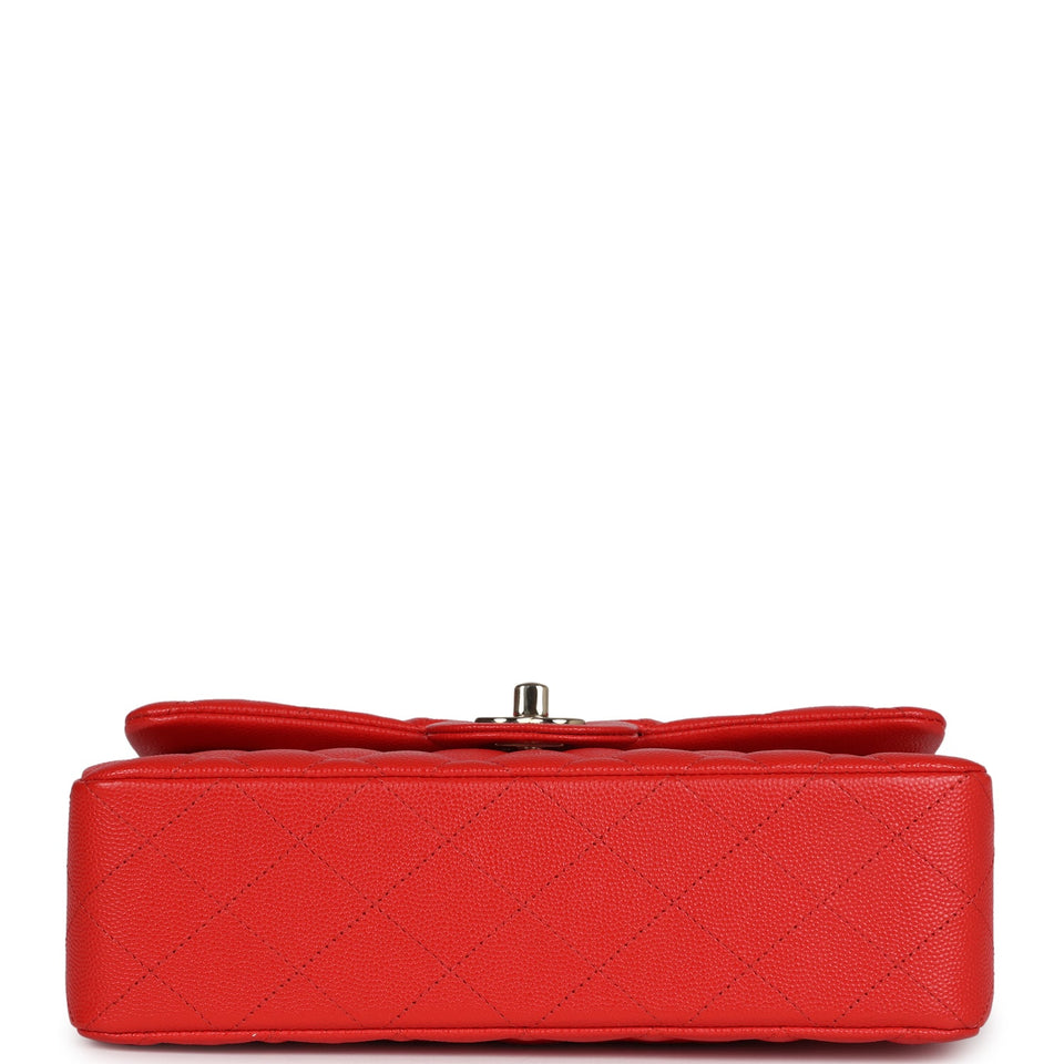 Chanel Small Classic Double Flap Bag Red Shiny Caviar Light Gold Hardware