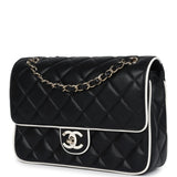 Chanel Small Graphic Frame Flap Bag Black and White Lambskin Light Gold Hardware