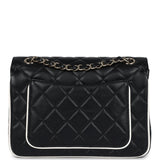 Chanel Small Graphic Frame Flap Bag Black and White Lambskin Light Gold Hardware