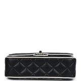Chanel Small Graphic Frame Flap Bag Black and White Lambskin Light Gold Hardware