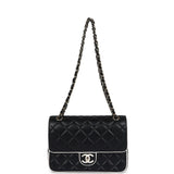 Chanel Small Graphic Frame Flap Bag Black and White Lambskin Light Gold Hardware