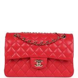 Chanel Small Classic Double Flap Bag Red Shiny Caviar Light Gold Hardware