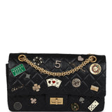 Chanel Small Reissue 225 2.55 Double Flap Lucky Charms Black Aged Calfskin Antique Gold Hardware