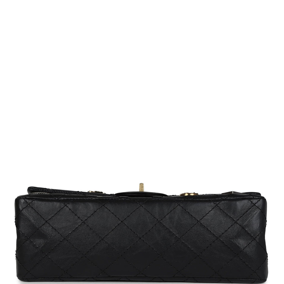 Chanel Small Reissue 225 2.55 Double Flap Lucky Charms Black Aged Calfskin Antique Gold Hardware