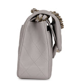 Chanel Small Classic Double Flap Bag Grey Lambskin Light Gold Hardware