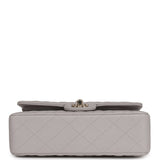 Chanel Small Classic Double Flap Bag Grey Lambskin Light Gold Hardware